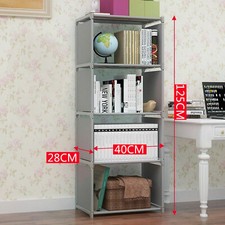 125cm Tall 4 Tier Metal Bookcase Storage Shelving Rustic Unit Storag Bookshelf