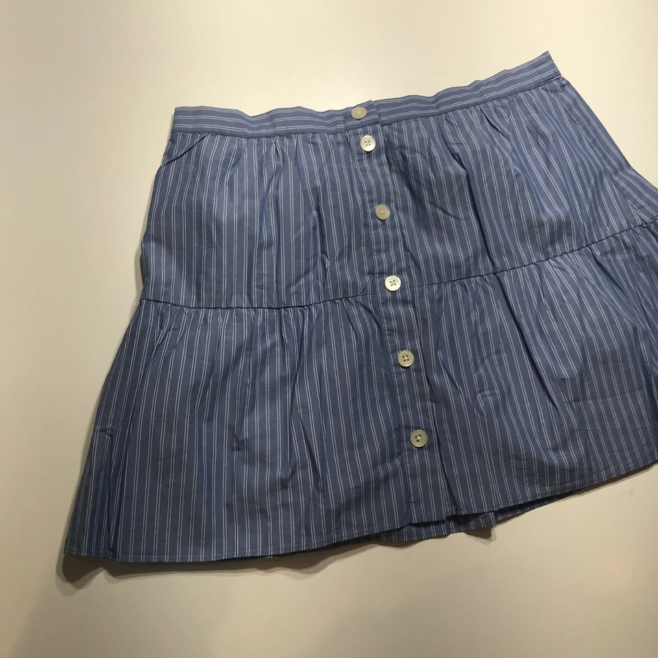 Madewell 裙子女式大号浅蓝色细条纹迷你农民休闲日出 — 第 4/4 张图片