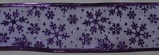 Wired Ribbon Sheer Glitz Purple Sparkle Snowflake 2.5" Short Wreath Holiday Bow