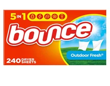 Bounce Dryer Sheets Laundry Fabric Softener Sheets , Outdoor Fresh, 240 Count