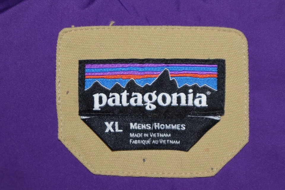 Patagonia Bivy 羽绒背心 XL 棕褐色紫色鹅绒双色户外保暖 — 第 3/4 张图片