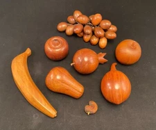 Lot Of 8 Vtg MCM Wood Wooden Fruit Walnut And Monkey Pod Mid Century Modern