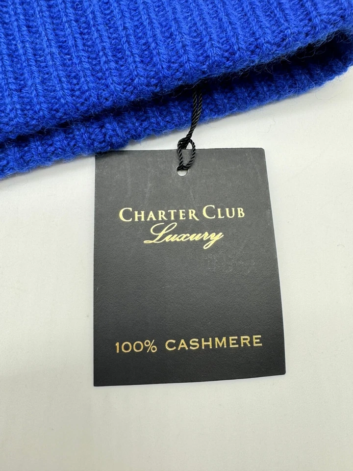 CHARTER CLUB 100% Cachemira Puños Mujer Gorro Invierno Sombrero - Azul Brillante - Pequeño Foto 3 de 4
