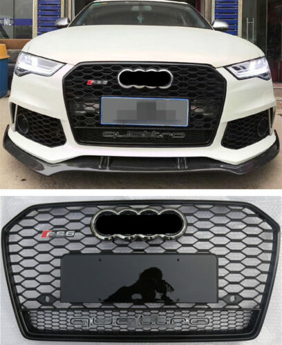 For Audi A6 C7 2016-2018 RS6 style shiny black grill radiator grille front grill - Picture 1 of 5