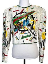 Jeanette Kastenberg Sequin Jacket Small Kandinsky Inspired Abstract Art Bolero