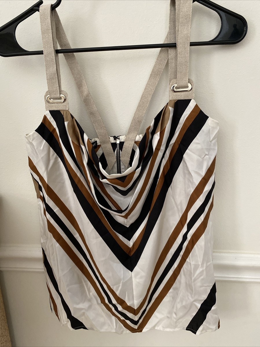 Dolce &Gabbana Tank/ Top NWT SZ 6/40 Silk Back Zipper Striped