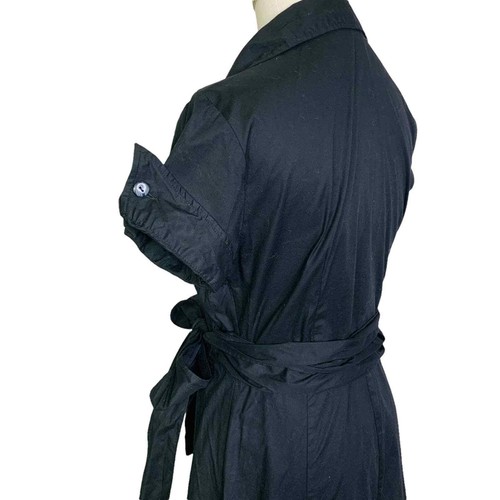 Sandro sz8 Wrap Fit & Flare Dress in Black Belted Waist Short Sleeves A Line MED - Picture 5 of 12