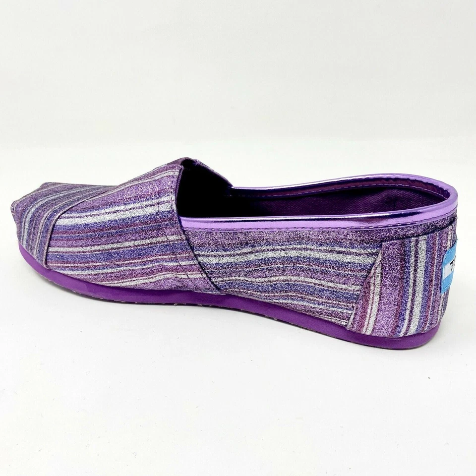 Toms Classics фиолетовый блестящий полоски молодежи поскользнуться на повседневный холст туфли на плоской подошве - Изображение 3 из 4