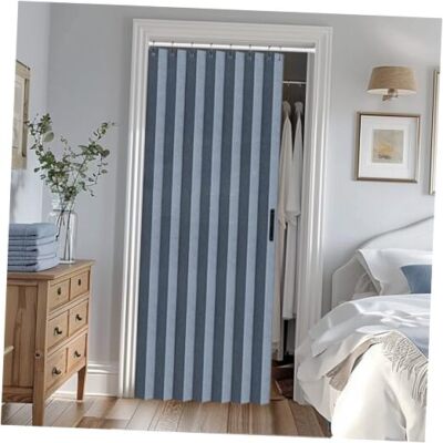  Accordian Style Door Curtains for Bedroom, and Closet 39 x 78 | 1P Blue