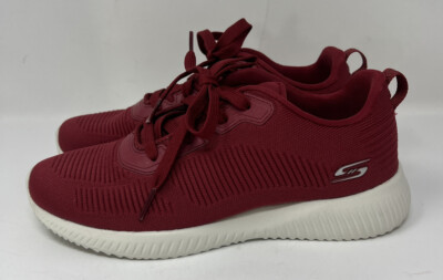 Skechers Womens Bobs Squad Tough Talk 32504 Red Running Shoes Sneakers Size 8