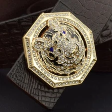 Luxury Genuine Leather Belt Men Women Tiger Buckle Waist Belt Strap for Jeans