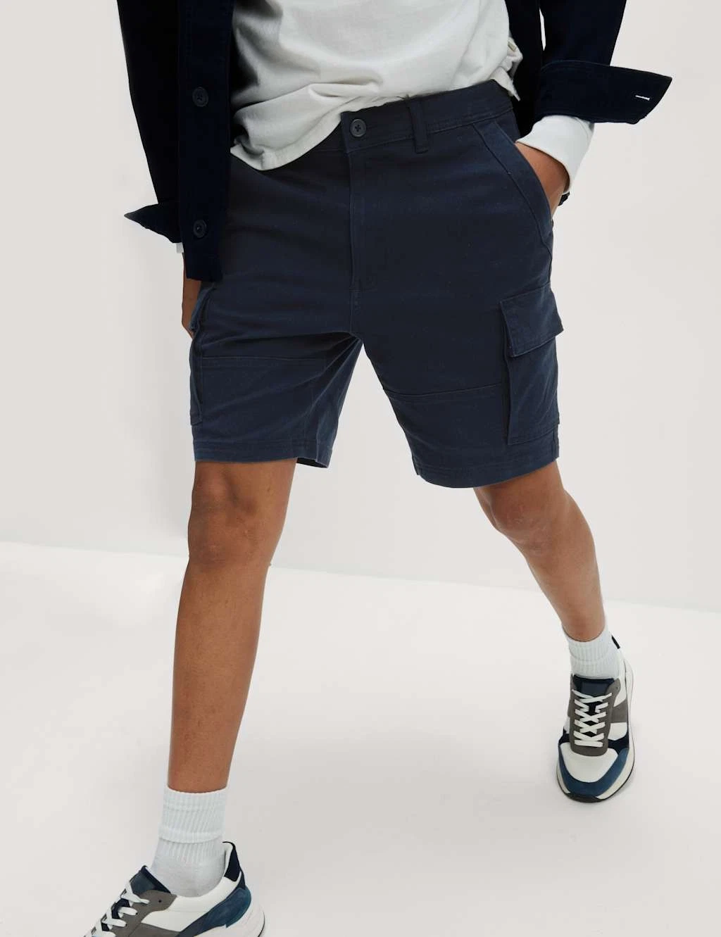 Marks & Spencer Mens Cotton Cargo Shorts in Navy - M&S
Opens in a new window or tab
