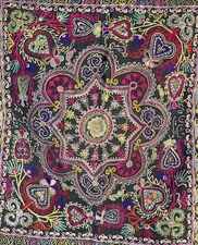 VINTAGE CENTRAL ASIAN UZBEK  SILK EMBROIDERY WALL DECORATION