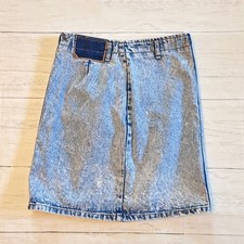 Vintage 80s 90s Acid Wash Denim Skirt Size 9 Made in USA Worn Grunge Classic Old