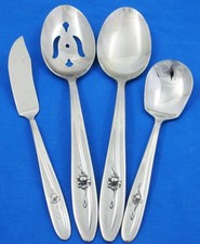 Lot 5 Sears Tradition PROVINCIAL ROSE Stainless Serving Pcs Spoons PIerced Sugar