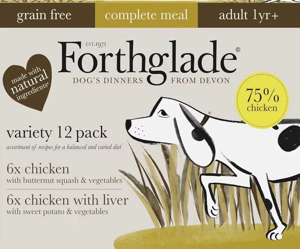 Forthglade Wet Dog Food Variety Pack (12 x 395g Trays) Chicken, Chicken & Liver