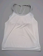 Athleta Women’s Size Small Athletic Tank Top & Built In Sports Bra White Gray 