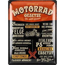 Retro Blechschild Biker-Regeln, Motorrad-Rege...