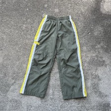 Vintage L.L. Bean Kids Straight Leg Nylon Track Pants Olive Neon Size 8