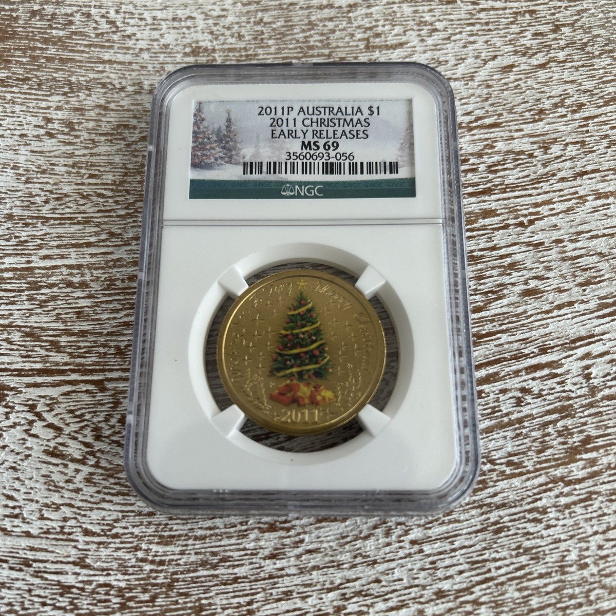 2011P Australia Christmas (Tree) $1 Bronze Coin NGC MS69 Early