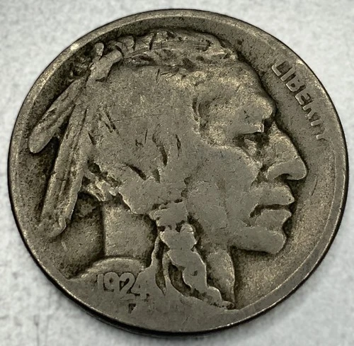 1924 S Buffalo Nickel Good 5 Cent US Coin - SV095