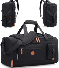 Gym Bag for Men and Women with Shoe & Laptop Compartment, 3-in-1 Medium Black