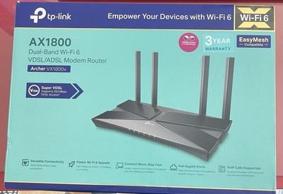 TP-Link Router AX 1800v, Dual-Band WiFi 6, VDSL/ADSL Modem Router