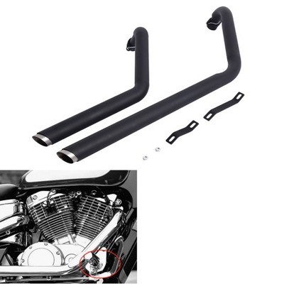 Shortshots Staggered Exhaust Pipe Kit Fit for Honda Shadow 1100 VT1100CL Black