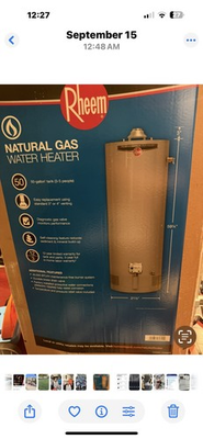 #ad Rheem Performance Water Heater 40 Gal 4500W Elements Electric Tank $600.00