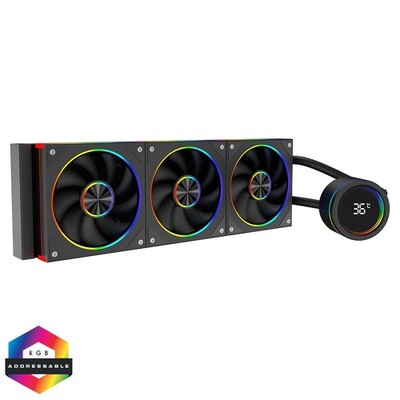 CiT Pro Saturn 360mm Intel AMD AIO Kühler schwarz 3 x 120mm ARGB Lüfter Temp Display