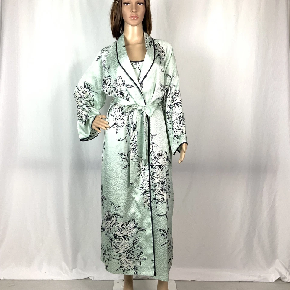 Conjunto de vestido de noche y bata de satén vintage Jones New York talla pequeña largo completo Foto 2 de 4