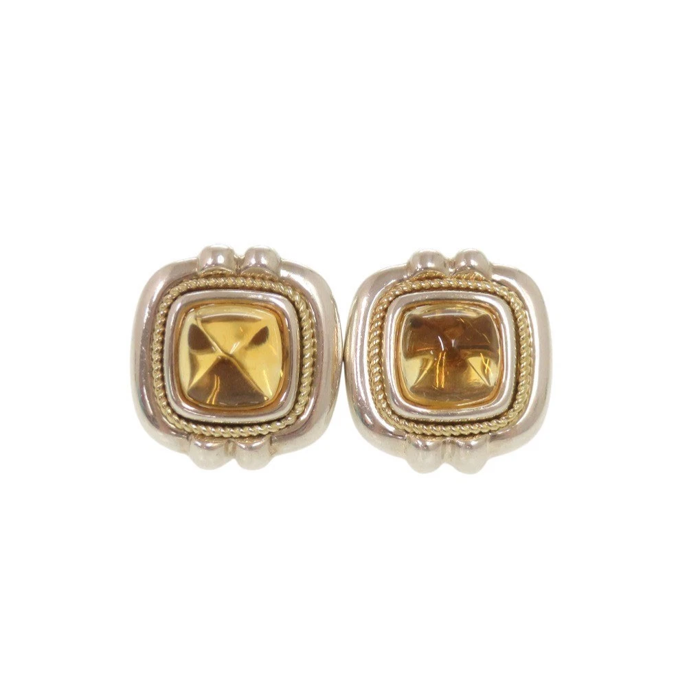 Tiffany & Co. Vintage Square Silber925 18K Gelbgold 750YG Citrin Ohrringe