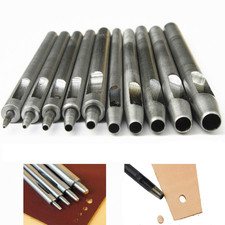 Steel Leather Punch Tool Kit, 10 Sizes 0.5-5.0Mm for Belt, Wallet, Bag, Crafti