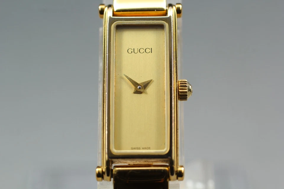Reloj para mujer Exc+5 vintage Gucci 1500 12 mm cuarzo esfera dorada brazalete de JAPÓN Foto 3 de 4