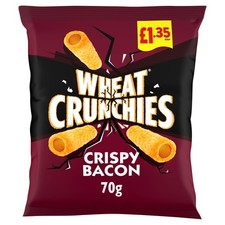 10 Packets Wheat Crunchies Crispy Bacon Crisps 70g Multipack