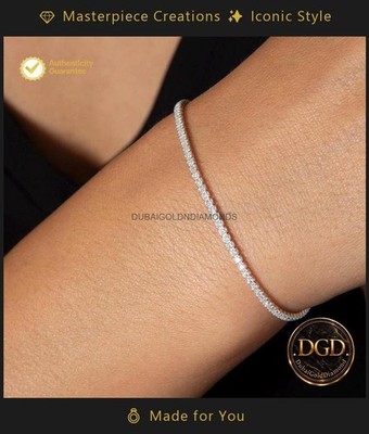 Bracelet 14K White Gold Round Cut Cartified Natural Diamond For Engagement