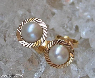 Ohrstecker Ohrringe mit Perle Perlen pearl 18 Kt. 750 er Gold Top. - Bild 1 von 4
