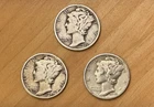 1945-P-D-S Mercury Dimes #3040 (LOT of 3) The Good & Plenty Gang *FREE SHIPPING*