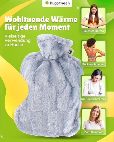 Versatile 1.8L Hot Water Bottle with Washable Faux Fur Cover - Pain Relief - Picture 8 of 11