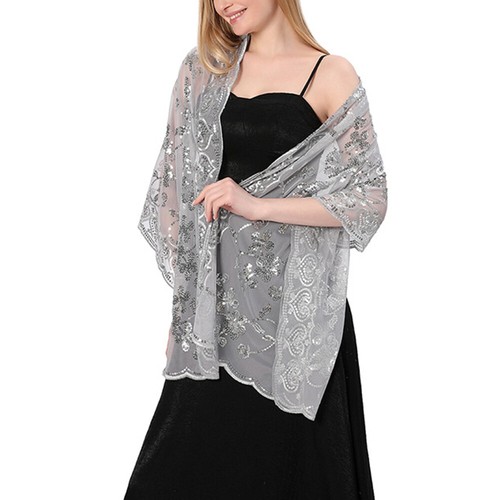 Evening Dress Wedding Shawls Sequin Embroidered Shawl Hollow Out Sheer Scarves - Bild 19 von 40