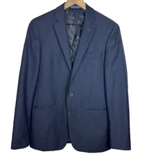 Ryan Seacrest Distinction Mens Navy Two Button Style 3 Modern Suit Blazer No Tag