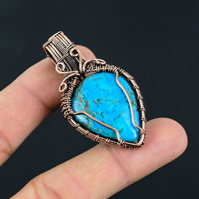 Turquoise Gemstone Handmade Copper Wire Wrapped Tree Pendant Jewelry LC-224 