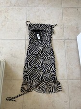 fashion nova Mesh Ruched Zebra Print Mini dress xs