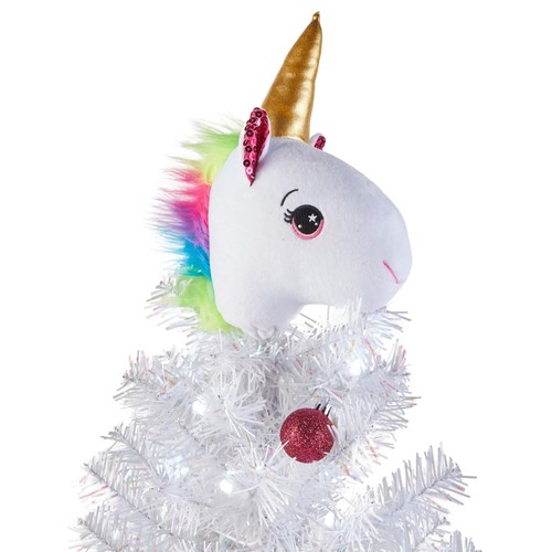 Holiday Time 24" White Clear LED Lights w/Fuchsia Ornaments Pre-Lit Unicorn Tree - Picture 2 of 9