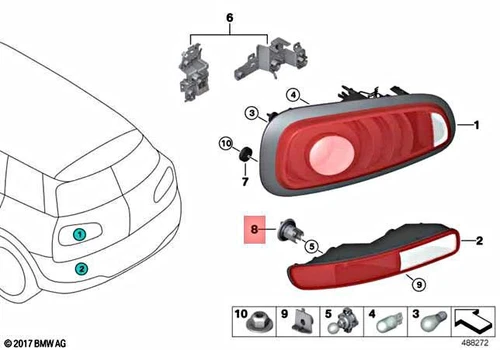 DOUILLE AMPOULE DE FEU ARRIÈRE MINI CLUBMAN F54 NEUVE 7447493 63217447493 ORIGINALE - Photo 1/1