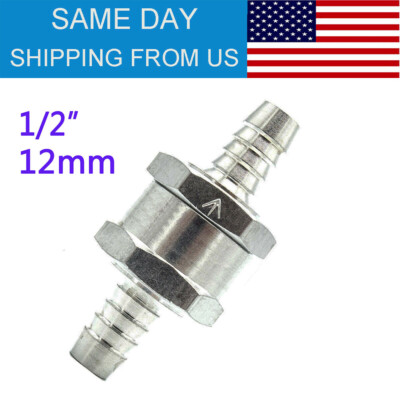 12mm 1/2'' Aluminium Fuel Line One Way Non-Return Check Valve Petrol Diesel USA