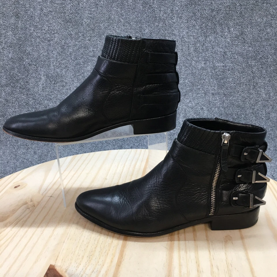 Botas Dolce Vita para mujer 9,5 cremallera lateral tres hebillas motociclista negras imitación cuero Foto 2 de 4