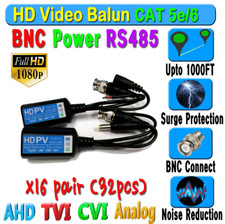 x16 pairs HD Balun CCTV BNC Video Data mic RS485Power CAT5e/6 Protect 1080P 720P
