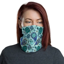 Blue Paisley Pattern Neck Gaiter Face Mask Alternative Womens NEW Warmer