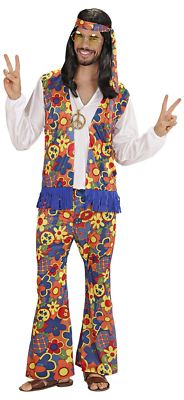 Hippie-Kostüm Für Karneval & Party – 2-teilig Mit Stirnband, Flower-Power-Design In Bunten Farben